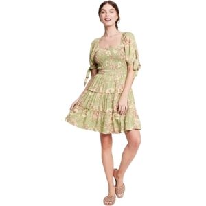 Agua Bendita Target Floral Smocked Tiered Peasant Dress 1X Cottagecore Milkmaid